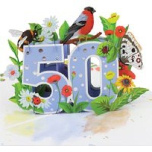 50th Birthday Floral Pop Up Card