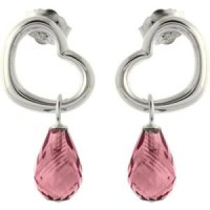 Garnet Marissa Heart Stud Drop Earrings in 9ct White Gold