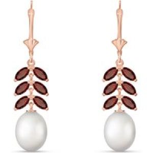 Pearl & Garnet Fiora Vine Drop Earrings in 9ct Rose Gold