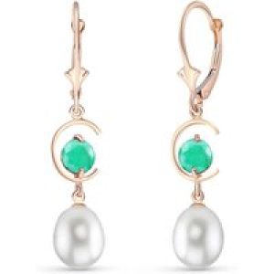 Pearl & Emerald Ayla Belle Drop Earrings in 9ct Rose Gold