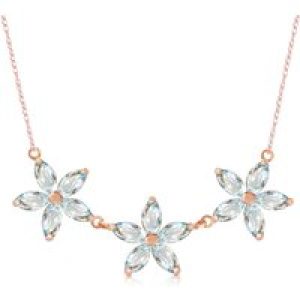 Aquamarine Petunia Floral Pendant Necklace in 9ct Rose Gold