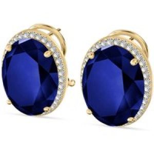 Sapphire & Diamond Eve Halo Stud Earrings in 9ct Gold