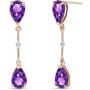 Amethyst & Diamond Drop Earrings in 9ct Rose Gold