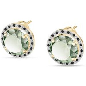 Green Amethyst & Diamond Octavia Halo Earrings in 9ct Gold