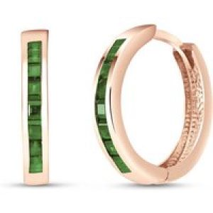 Green Sapphire Isabel Mosaic Huggie Earrings in 9ct Rose Gold