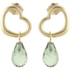 Green Amethyst Marissa Heart Stud Drop Earrings in 9ct Gold