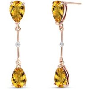 Citrine & Diamond Drop Earrings in 9ct Rose Gold