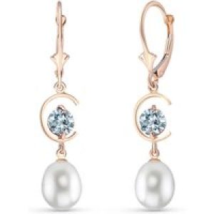 Pearl & Aquamarine Ayla Belle Drop Earrings in 9ct Rose Gold
