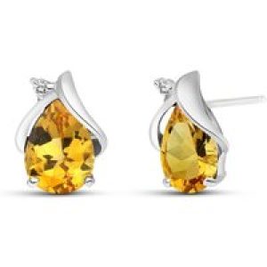 Citrine & Diamond Bethany Encased Stud Earrings in 9ct White Gold
