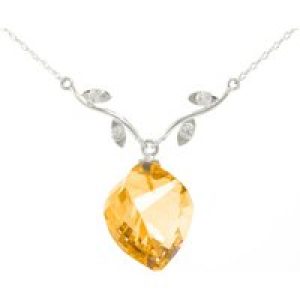 Citrine & Diamond Salma Dimensional Vine Pendant Necklace in 9ct White Gold