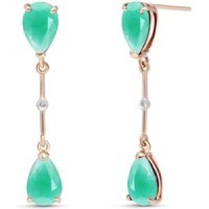 Emerald & Diamond Drop Earrings in 9ct Rose Gold