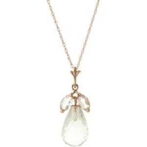 White Topaz Claudia Petal Drop Pendant Necklace in 9ct Rose Gold