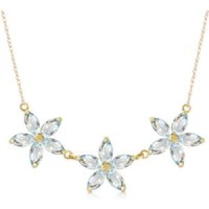 Aquamarine Petunia Floral Pendant Necklace in 9ct Gold