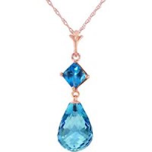 Blue Topaz Ada Dimensional Drop Pendant Necklace in 9ct Rose Gold