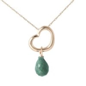 Emerald Marissa Heart Drop Pendant Necklace in 9ct Rose Gold