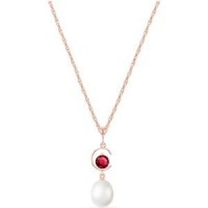 Pearl & Ruby Ayla Belle Drop Pendant Necklace in 9ct Rose Gold