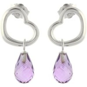 Amethyst Marissa Heart Stud Drop Earrings in 9ct White Gold