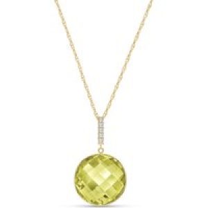 Lemon Quartz & Diamond Blythe Embellished Pendant Necklace in 9ct Gold