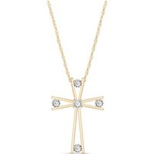 Diamond Eva Abstract Cross Pendant Necklace in 9ct Gold