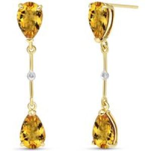 Citrine & Diamond Drop Earrings in 9ct Gold