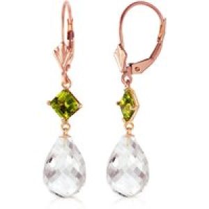 White Topaz & Peridot Ada Dimensional Drop Earrings in 9ct Rose Gold