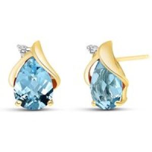 Blue Topaz & Diamond Bethany Encased Stud Earrings in 9ct Gold