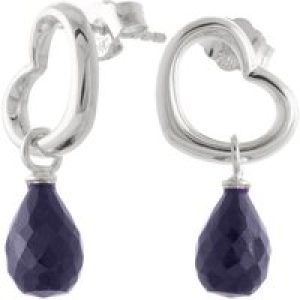 Sapphire Marissa Heart Stud Drop Earrings in 9ct White Gold