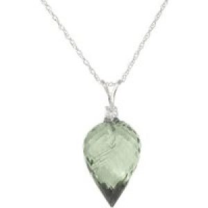Green Amethyst & Diamond Gwen Dimensional Pendant Necklace in 9ct White Gold