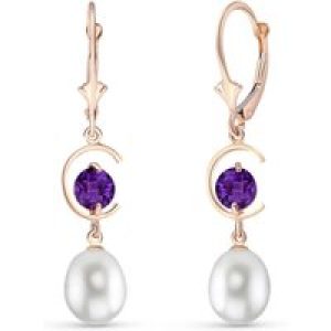 Pearl & Amethyst Ayla Belle Drop Earrings in 9ct Rose Gold
