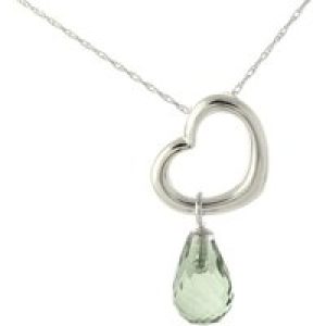 Green Amethyst Marissa Heart Drop Pendant Necklace in 9ct White Gold