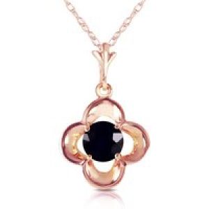 Black Diamond Lori Open Flower Pendant Necklace in 9ct Rose Gold