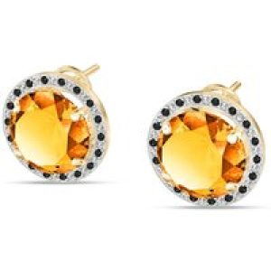 Citrine & Diamond Octavia Halo Earrings in 9ct Gold