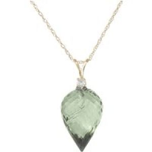 Green Amethyst & Diamond Gwen Dimensional Pendant Necklace in 9ct Gold