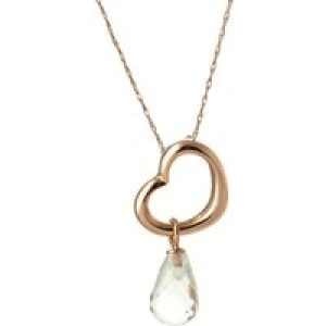 White Topaz Marissa Heart Drop Pendant Necklace in 9ct Rose Gold