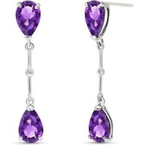 Amethyst & Diamond Drop Earrings in 9ct White Gold