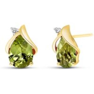 Peridot & Diamond Bethany Encased Stud Earrings in 9ct Gold