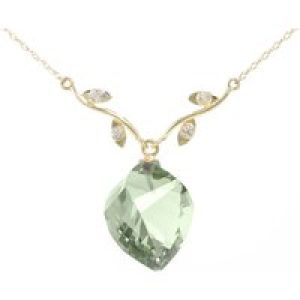 Green Amethyst & Diamond Salma Dimensional Vine Pendant Necklace in 9ct Gold