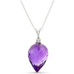 Amethyst & Diamond Gwen Dimensional Pendant Necklace in 9ct White Gold