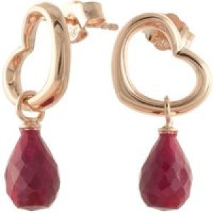 Ruby Marissa Heart Stud Drop Earrings in 9ct Rose Gold