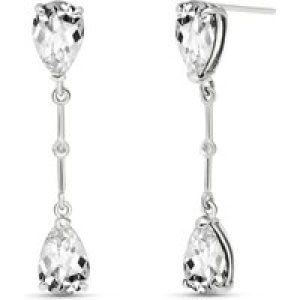 White Topaz & Diamond Drop Earrings in 9ct White Gold