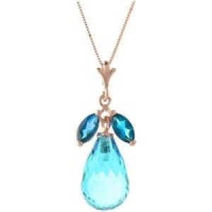 Blue Topaz Claudia Petal Drop Pendant Necklace in 9ct Rose Gold
