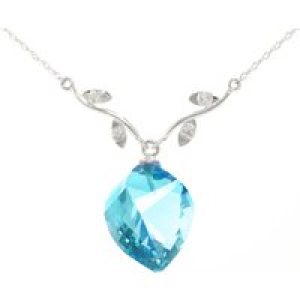 Blue Topaz & Diamond Salma Dimensional Vine Pendant Necklace in 9ct White Gold