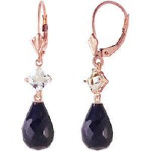 Sapphire & White Topaz Ada Dimensional Drop Earrings in 9ct Rose Gold