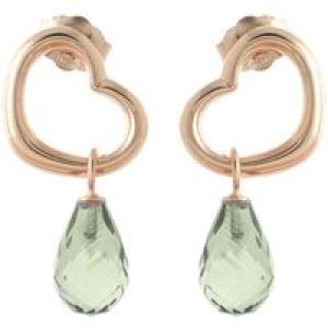 Green Amethyst Marissa Heart Stud Drop Earrings in 9ct Rose Gold