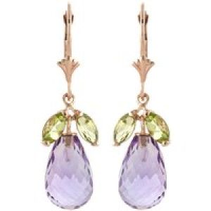 Peridot & Amethyst Claudia Petal Drop Earrings in 9ct Rose Gold