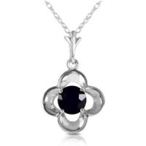 Black Diamond Lori Open Flower Pendant Necklace in 9ct White Gold