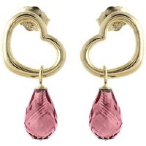 Garnet Marissa Heart Stud Drop Earrings in 9ct Gold