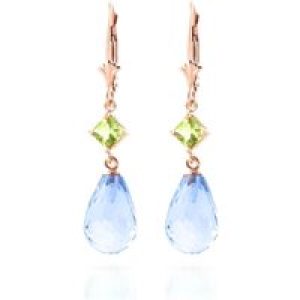 Blue Topaz & Peridot Ada Dimensional Drop Earrings in 9ct Rose Gold