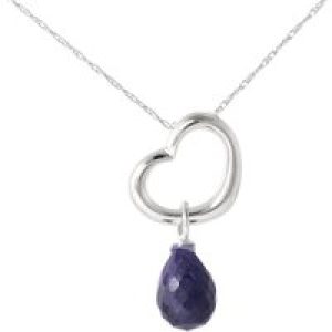 Sapphire Marissa Heart Drop Pendant Necklace in 9ct White Gold
