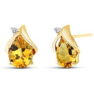 Citrine & Diamond Bethany Encased Stud Earrings in 9ct Gold